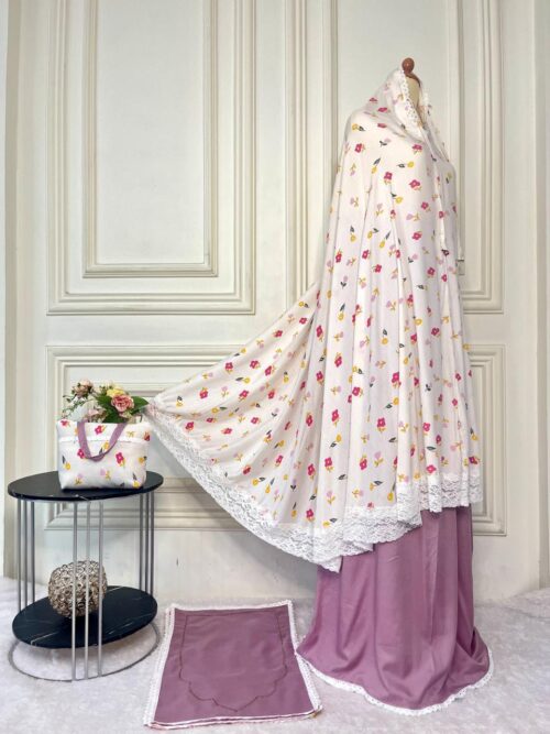 Mukena 2in1 Sajadah Katun Rayon Premium Motif Bunga Tulip 01