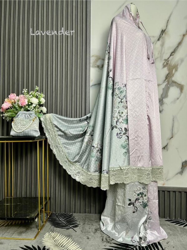 Mukena Armani Silky Premium Motif Kombinasi Cantik - Lavender