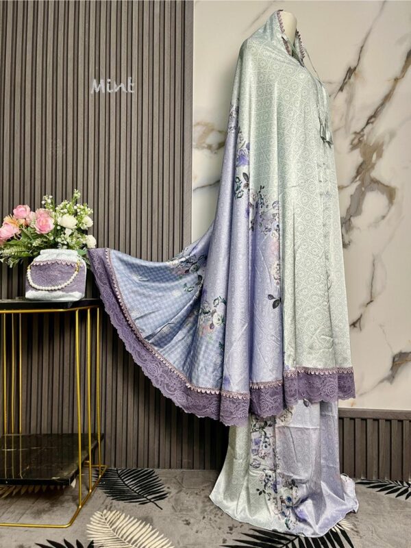 Mukena Armani Silky Premium Motif Kombinasi Cantik - Mint