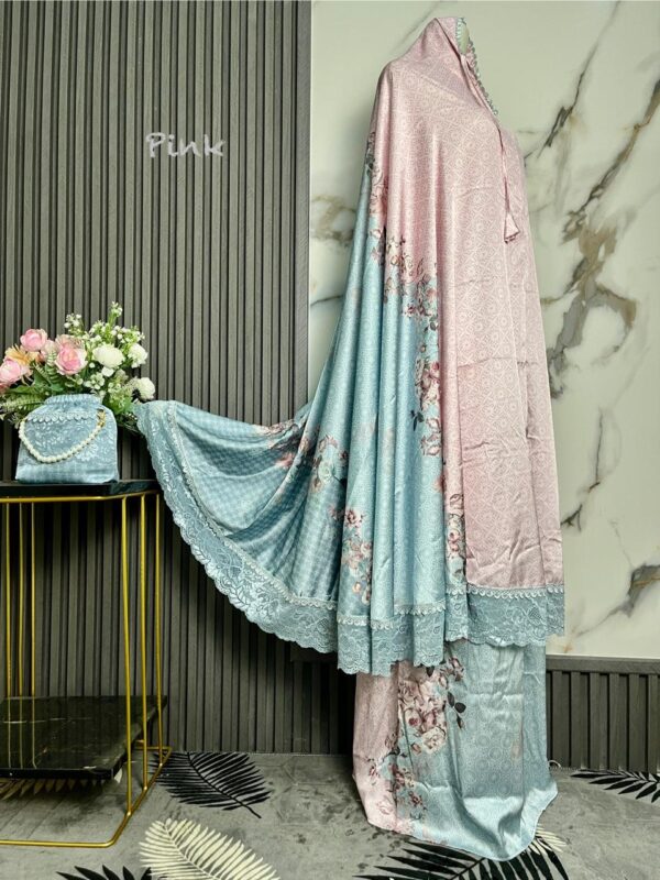 Mukena Armani Silky Premium Motif Kombinasi Cantik - Pink