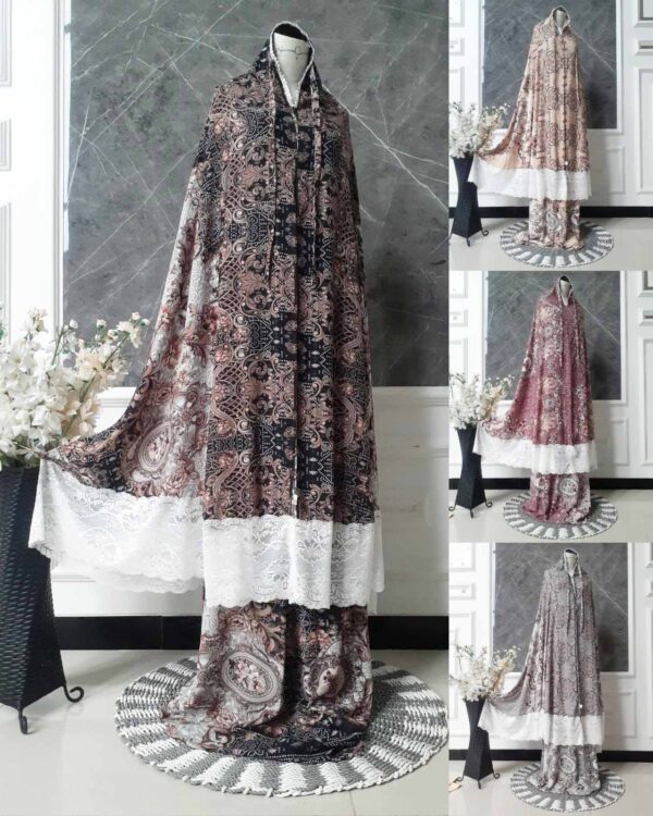 Mukena Katun Rayon Premium Motif Bunga Renda Tile 01