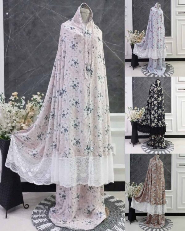 Mukena Katun Rayon Premium Motif Bunga Renda Tile 02