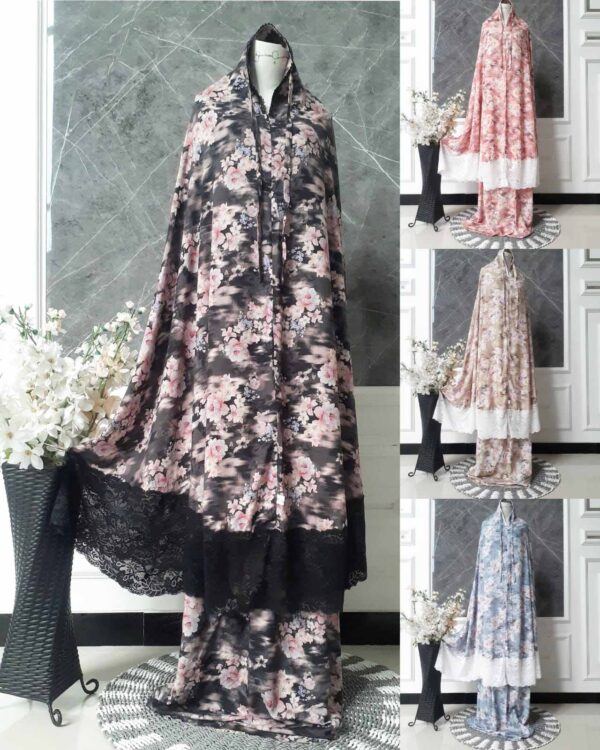 Mukena Katun Rayon Premium Motif Bunga Renda Tile 03