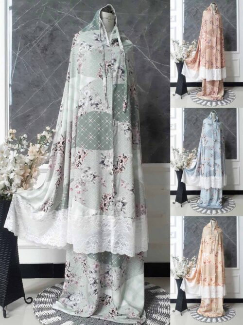 Mukena Katun Rayon Premium Motif Bunga Renda Tile 04
