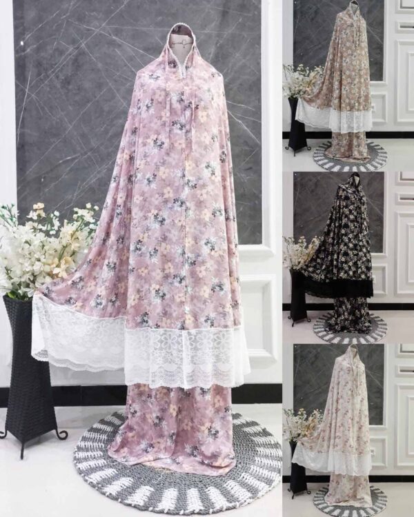 Mukena Katun Rayon Premium Motif Bunga Renda Tile 05