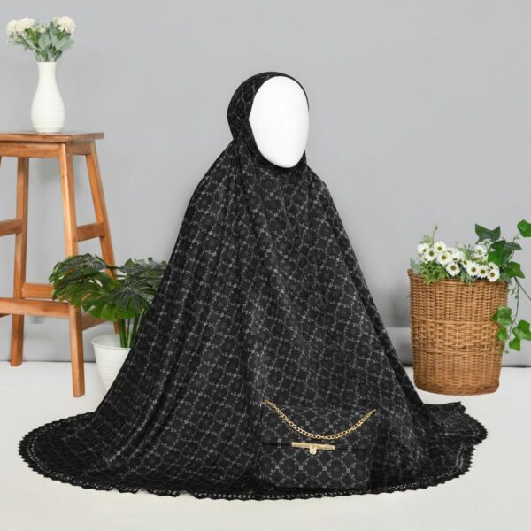 Mukena Santorini Prayer Set Lila dengan Lasercut 03