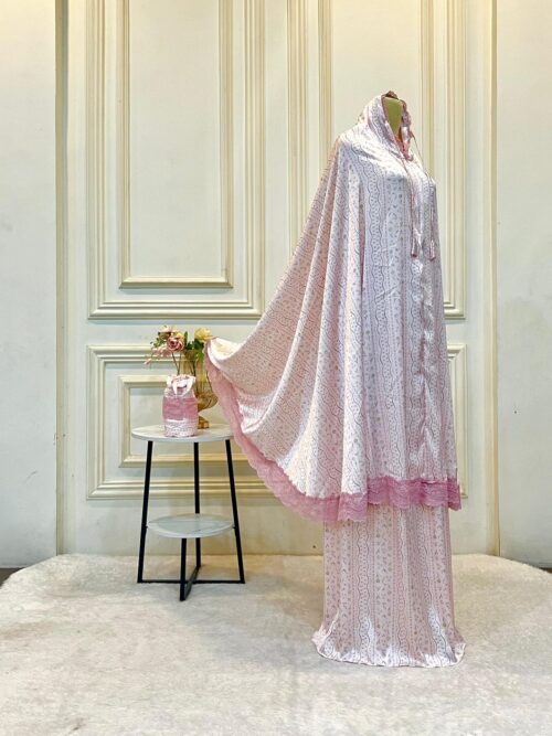 Mukena Silk Motif Premium Prayer Dress untuk Daily dan Traveling 04