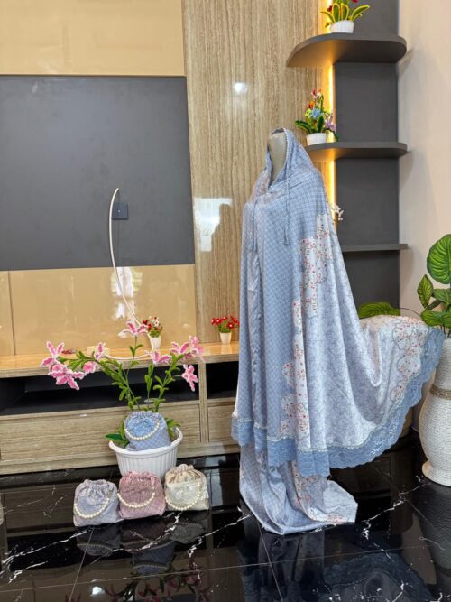 Mukena Silk Motif Premium Prayer Set Renda Tile 01