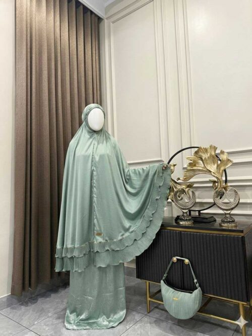 Mukena Silky Polos Bahan Armani Original Mix Plisket 01