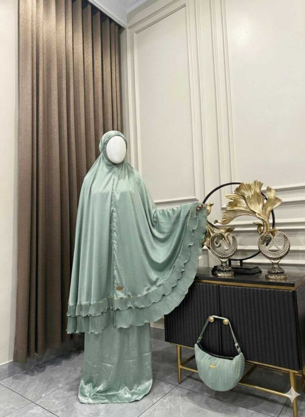 Mukena Silky Polos Bahan Armani Original Mix Plisket 01